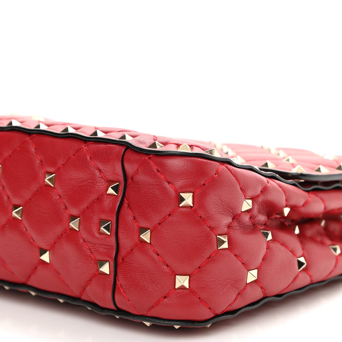 Nappa Medium Rockstud Spike Shoulder Bag Rosso Valentino