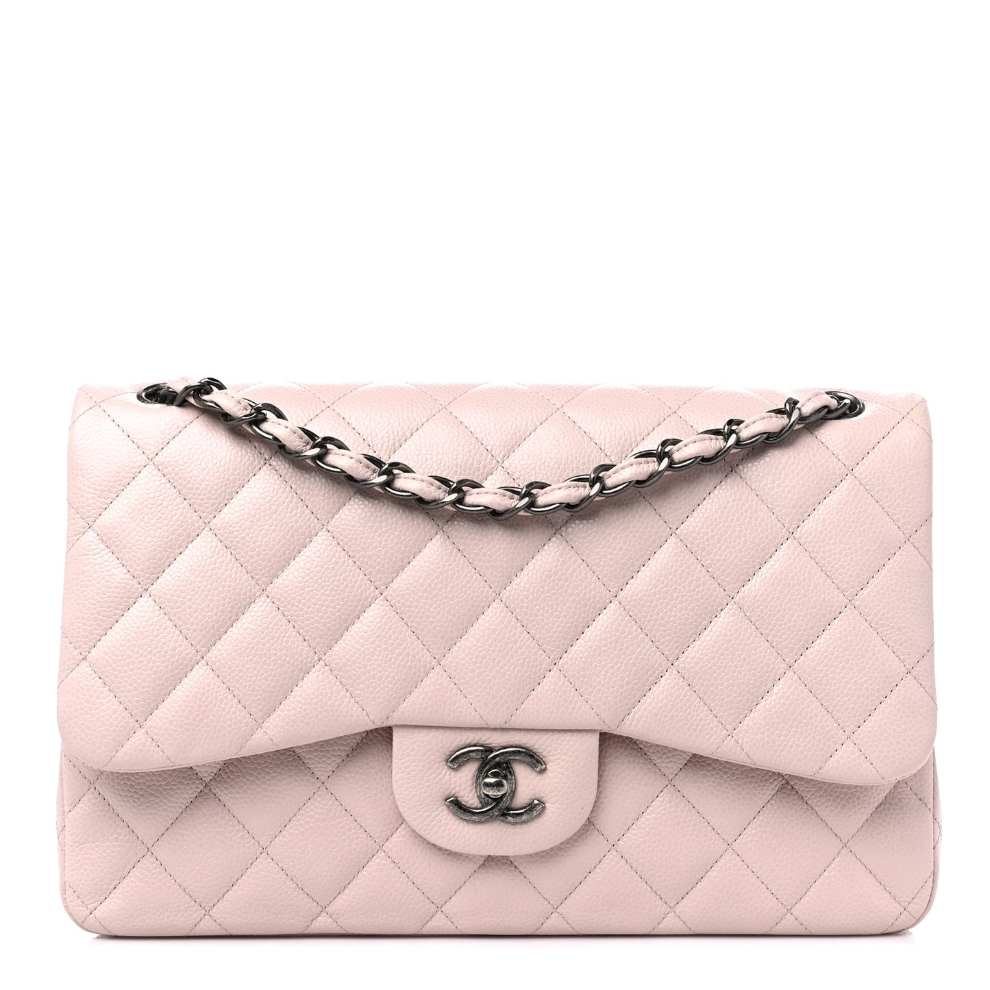 Caviar Quilted Jumbo Double Flap Light Pink