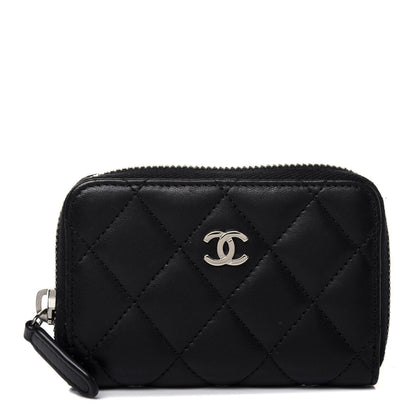 Chanel Lambskin Quilted Zip Coin Purse Black 1 of 12