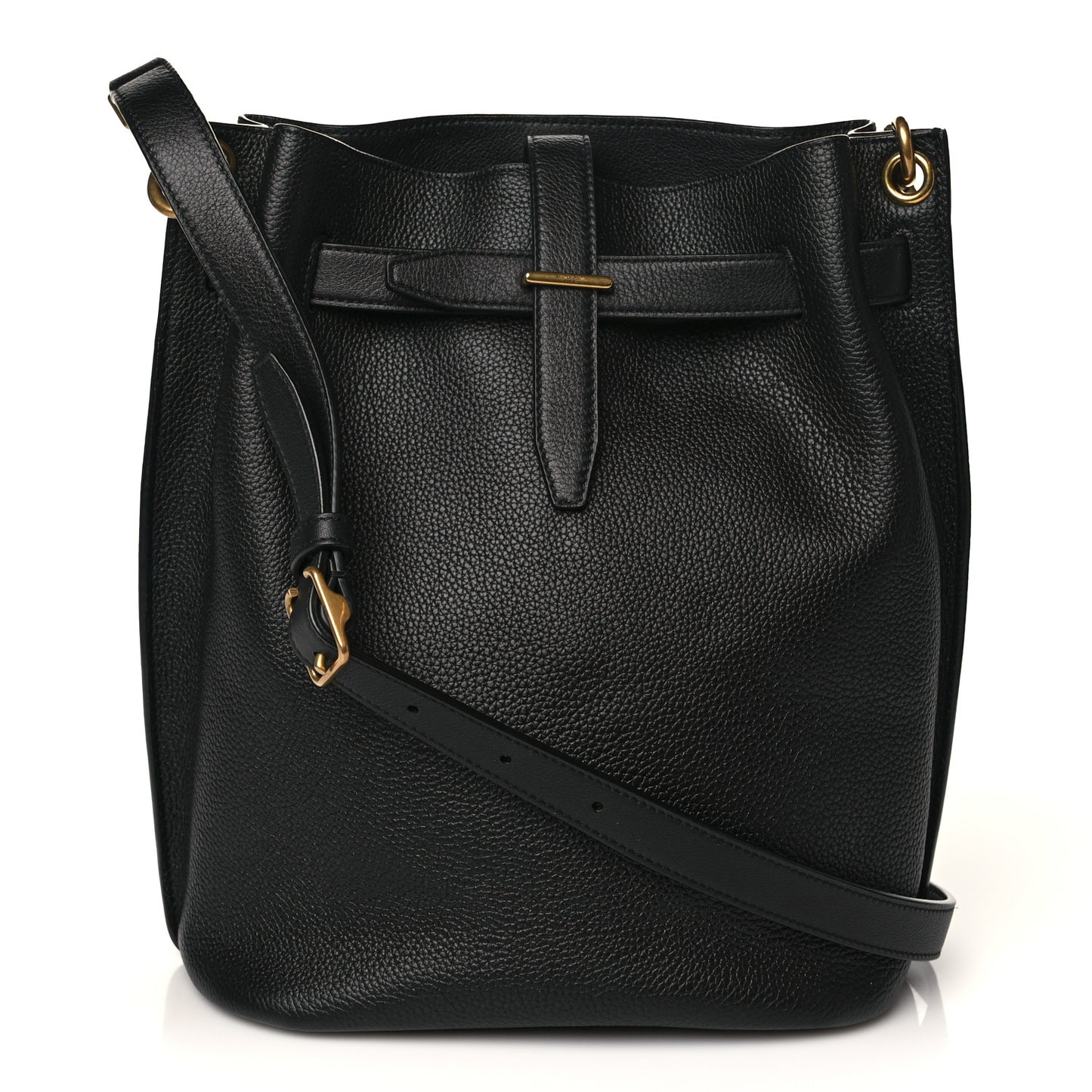 Grained Calfskin Boucle Bucket Bag Black