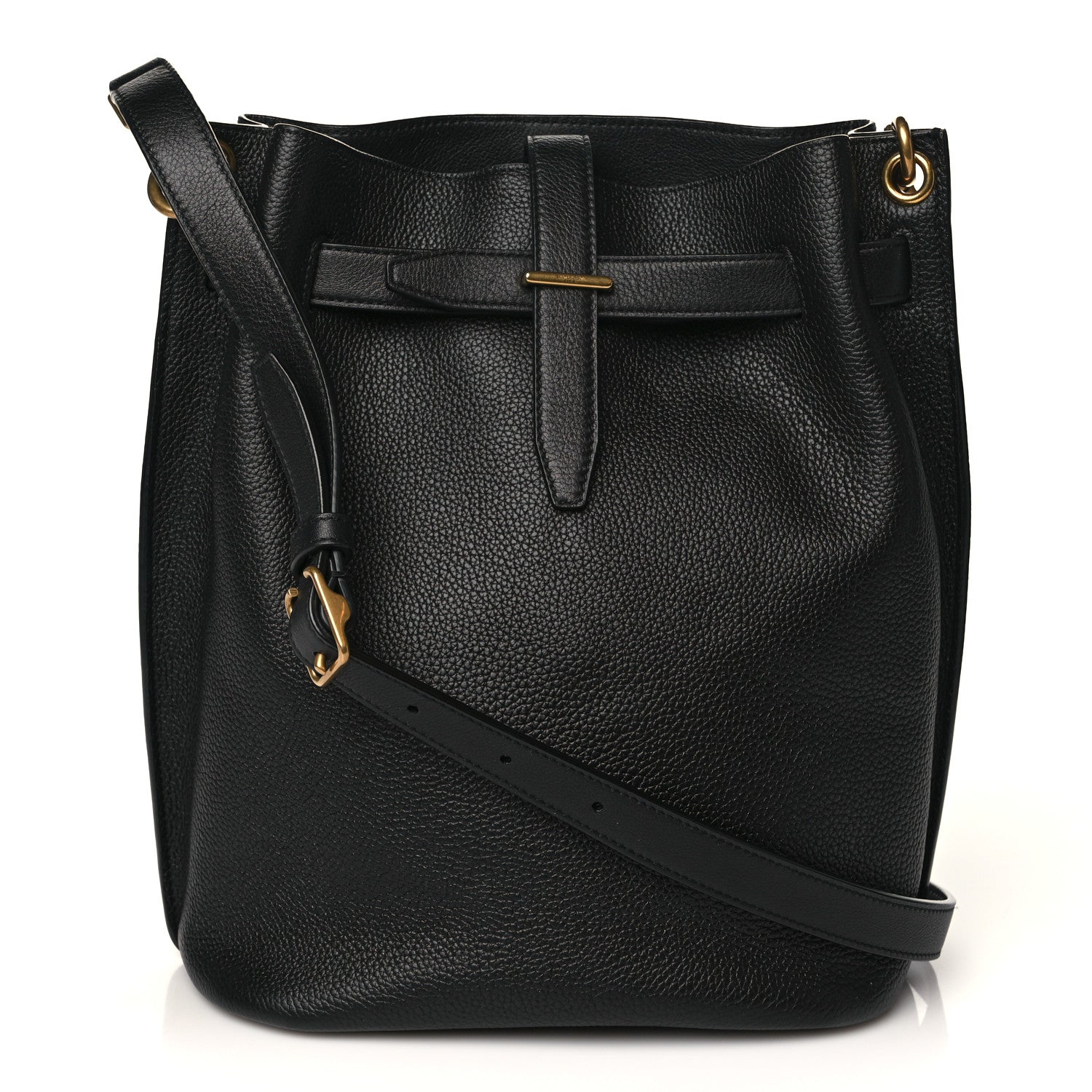 Saint Laurent Grained Calfskin Boucle Bucket Bag Black 1 of 8