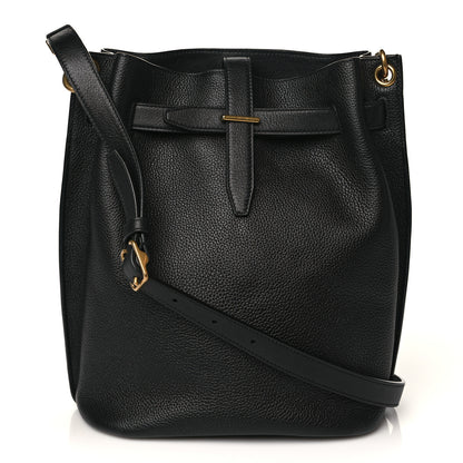 Saint Laurent Grained Calfskin Boucle Bucket Bag Black 1 of 8