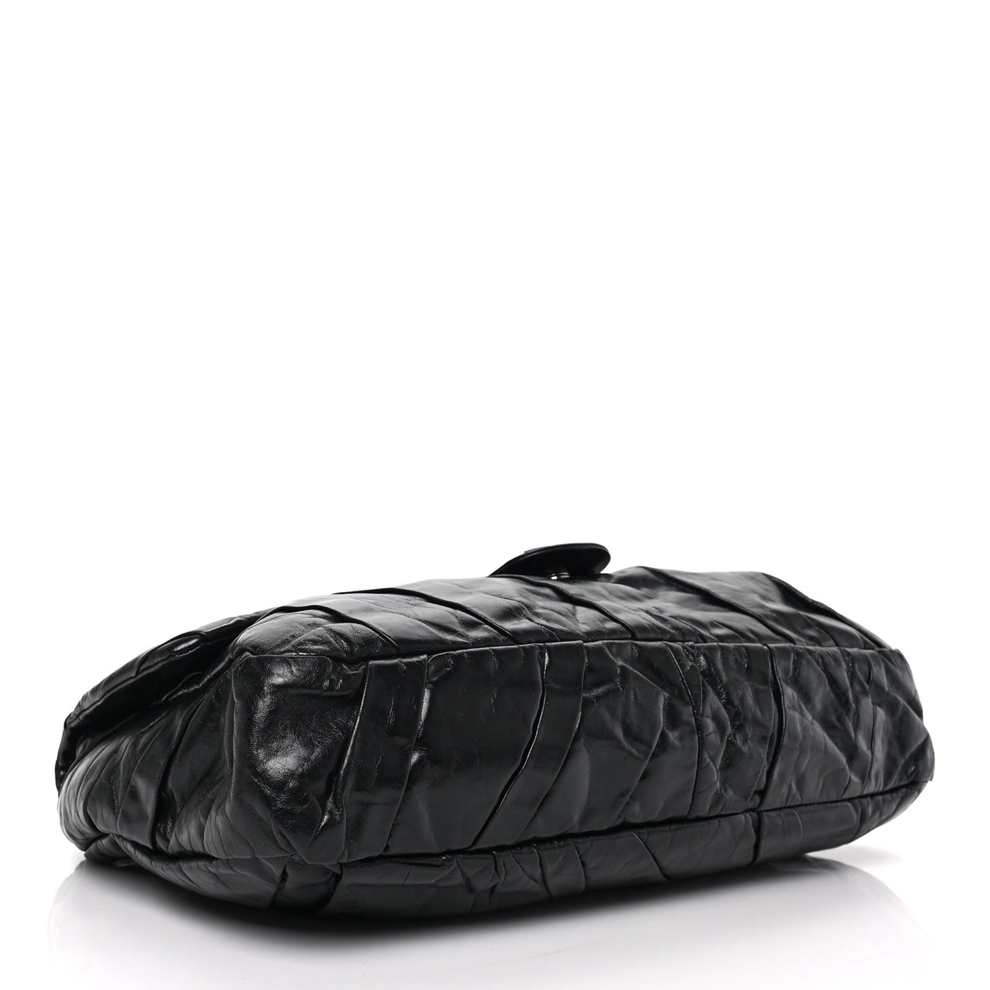 Glazed Calfskin Twisted Maxi Flap Black