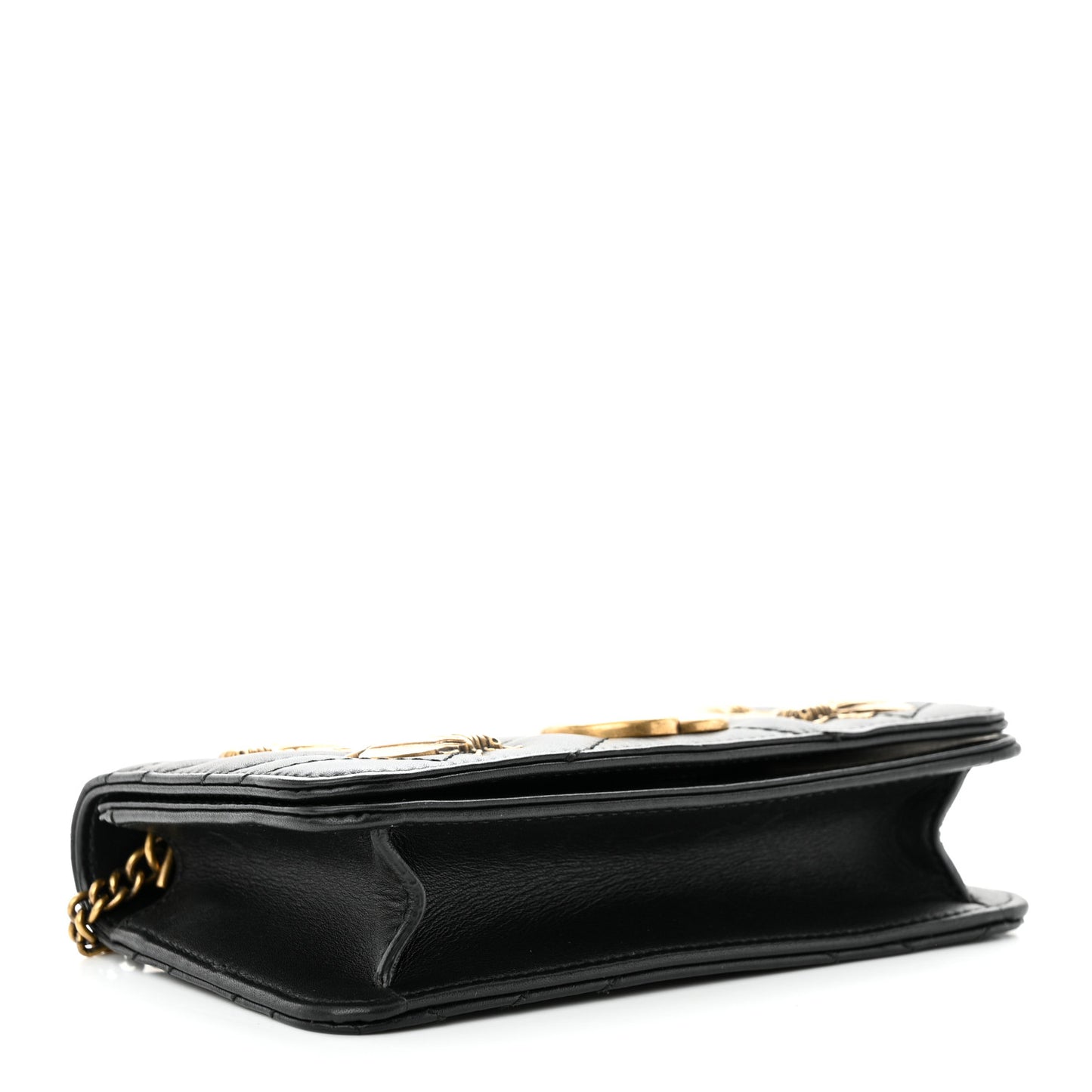 Calfskin Matelasse Mini Animal Studs GG Marmont Bag Black