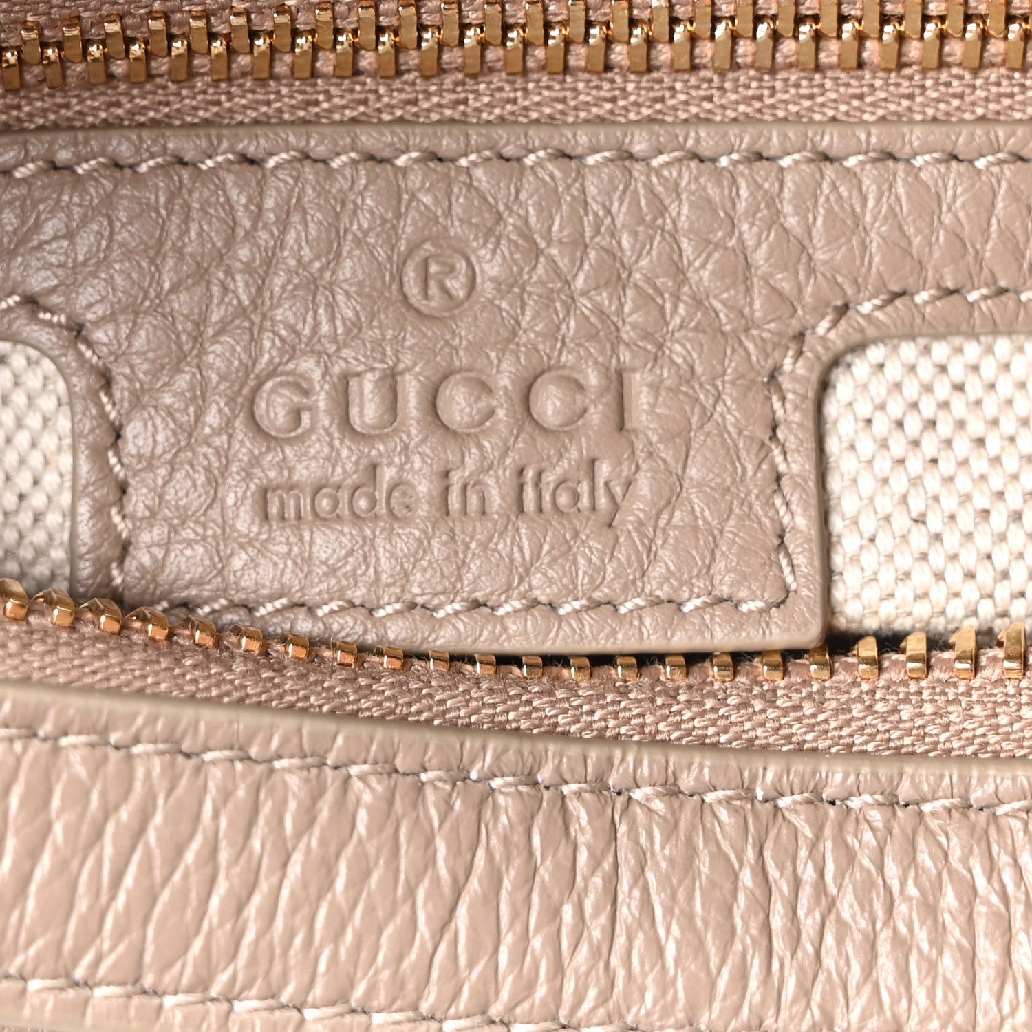 Gucci GG Grainy Calfskin Emblem Medium Half Moon Shoulder Bag Taupe 6 of 11