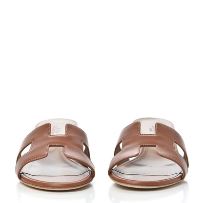 Hermes Calfskin Oasis Sandals 37.5 Gold 2 of 11