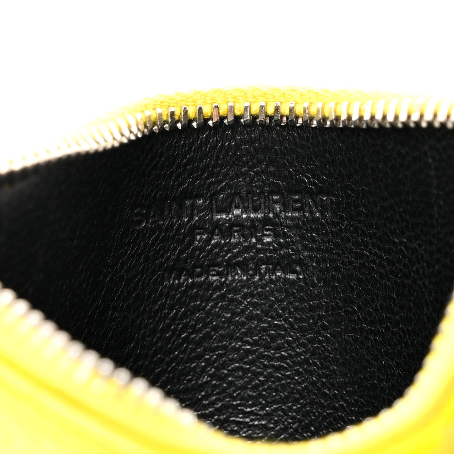Grained Calfskin 5 Fragments Zip Pouch Card Holder Sunflower