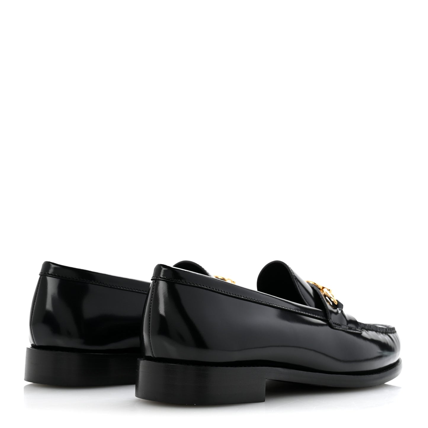 Glazed Calfskin Chess Flat Loafer 41 Black