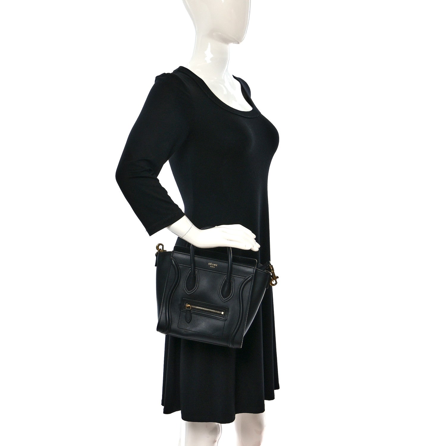 Celine Smooth Calfskin Nano Luggage Black 2 of 12