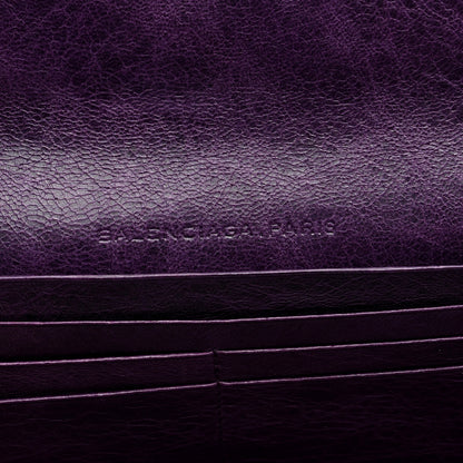 Balenciaga Agneau Classic Hardware Continental Zip Around Wallet Violet 6 of 6