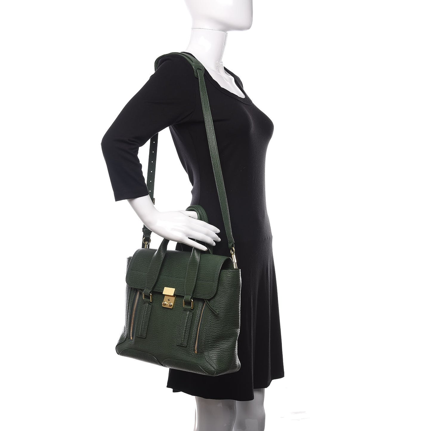 3.1 Textured Calfskin Medium Pashli Satchel Jade
