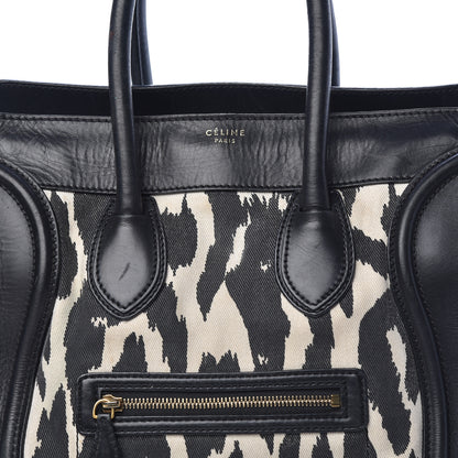 Celine Canvas Smooth Calfskin Leopard Print Mini Luggage Black 9 of 25