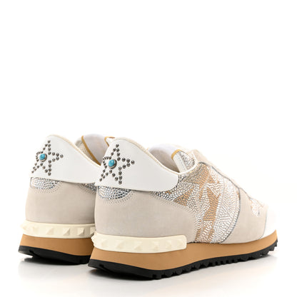 Valentino Garavani Suede Crystal Camustars Womens Rockrunner Sneakers 40 Chalk White 4 of 9