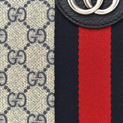 Gucci GG Supreme Monogram Textured Dollar Calfskin Web Small Ophidia Messenger Bag Beige Blue 8 of 12