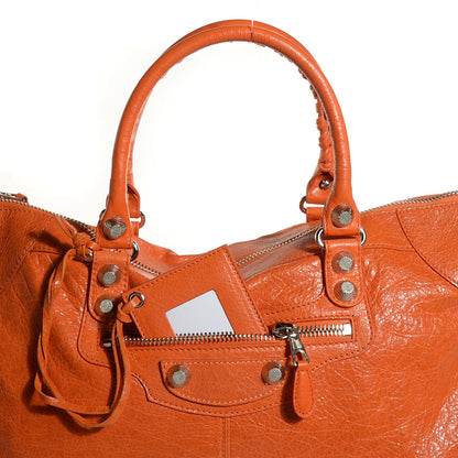 Balenciaga Agneau Giant 12 Silver Hardware Work Tangerine 12 of 12
