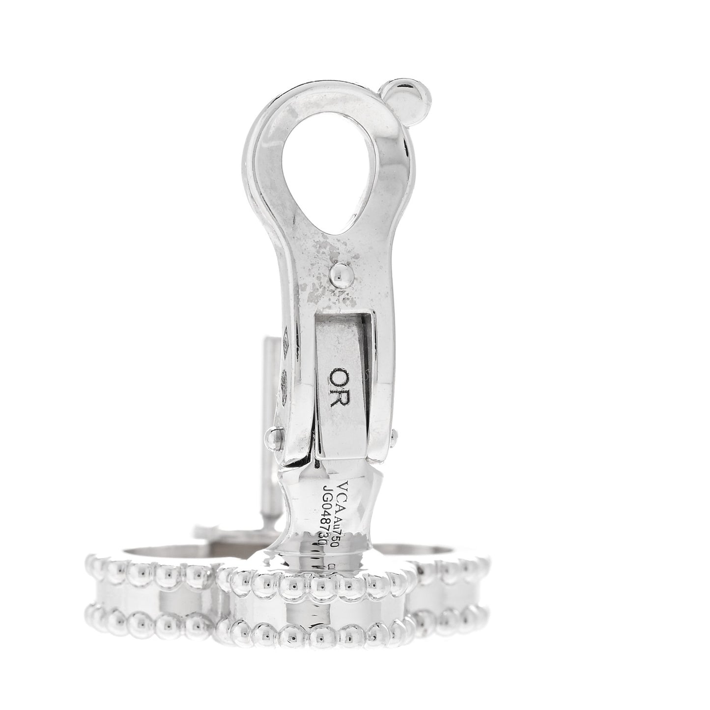 18K White Gold Mother of Pearl Vintage Alhambra Earrings