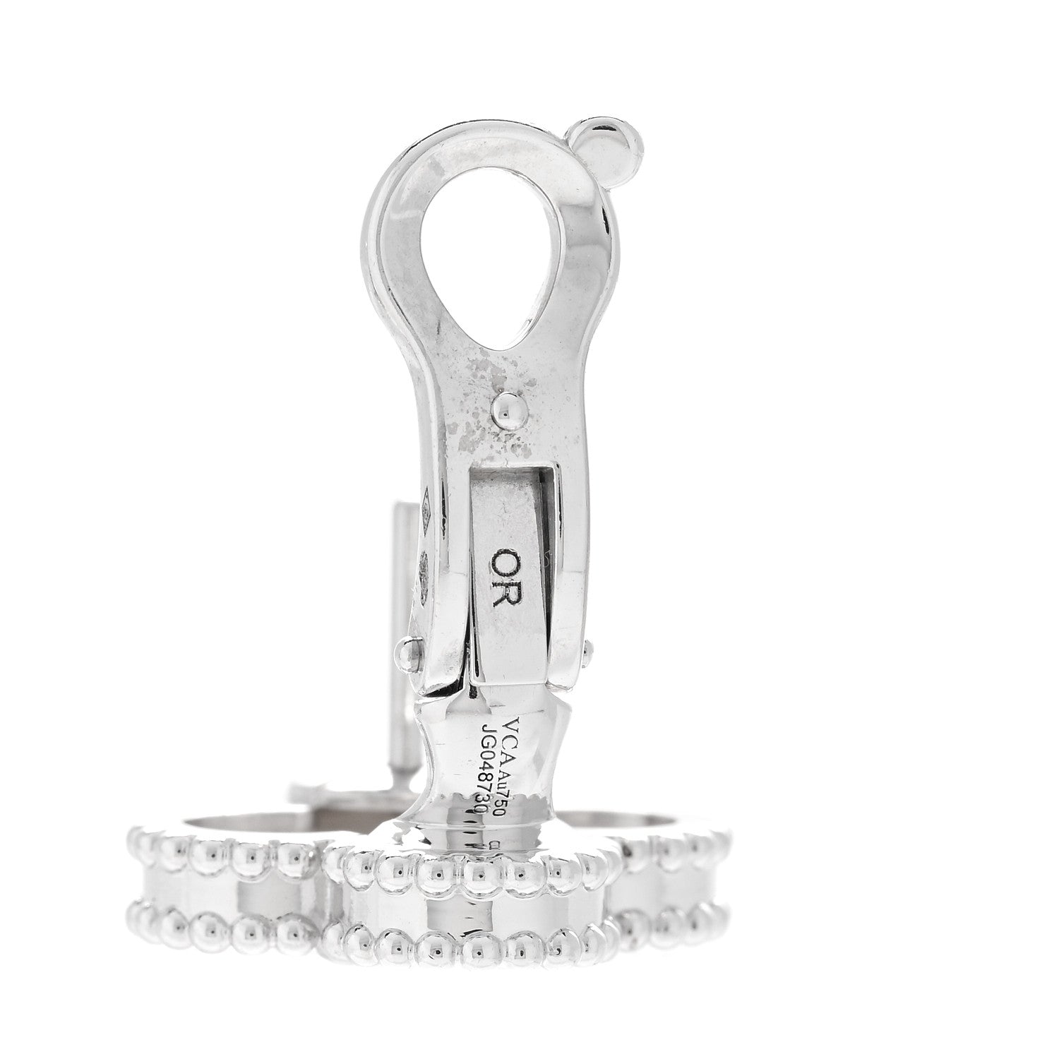 Van Cleef & Arpels 18K White Gold Mother of Pearl Vintage Alhambra Earrings 5 of 6