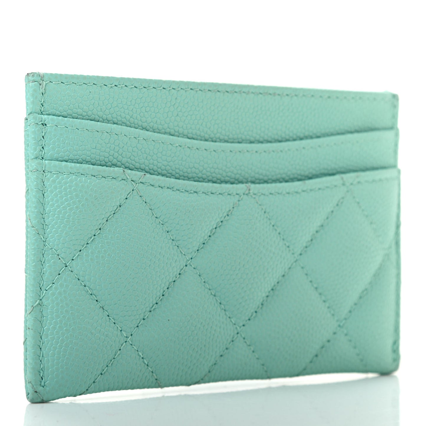 Caviar Quilted Card Holder Light Green