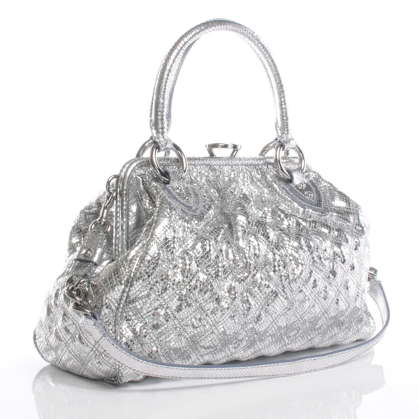 Python Embossed Leather Stardust Stam Silver