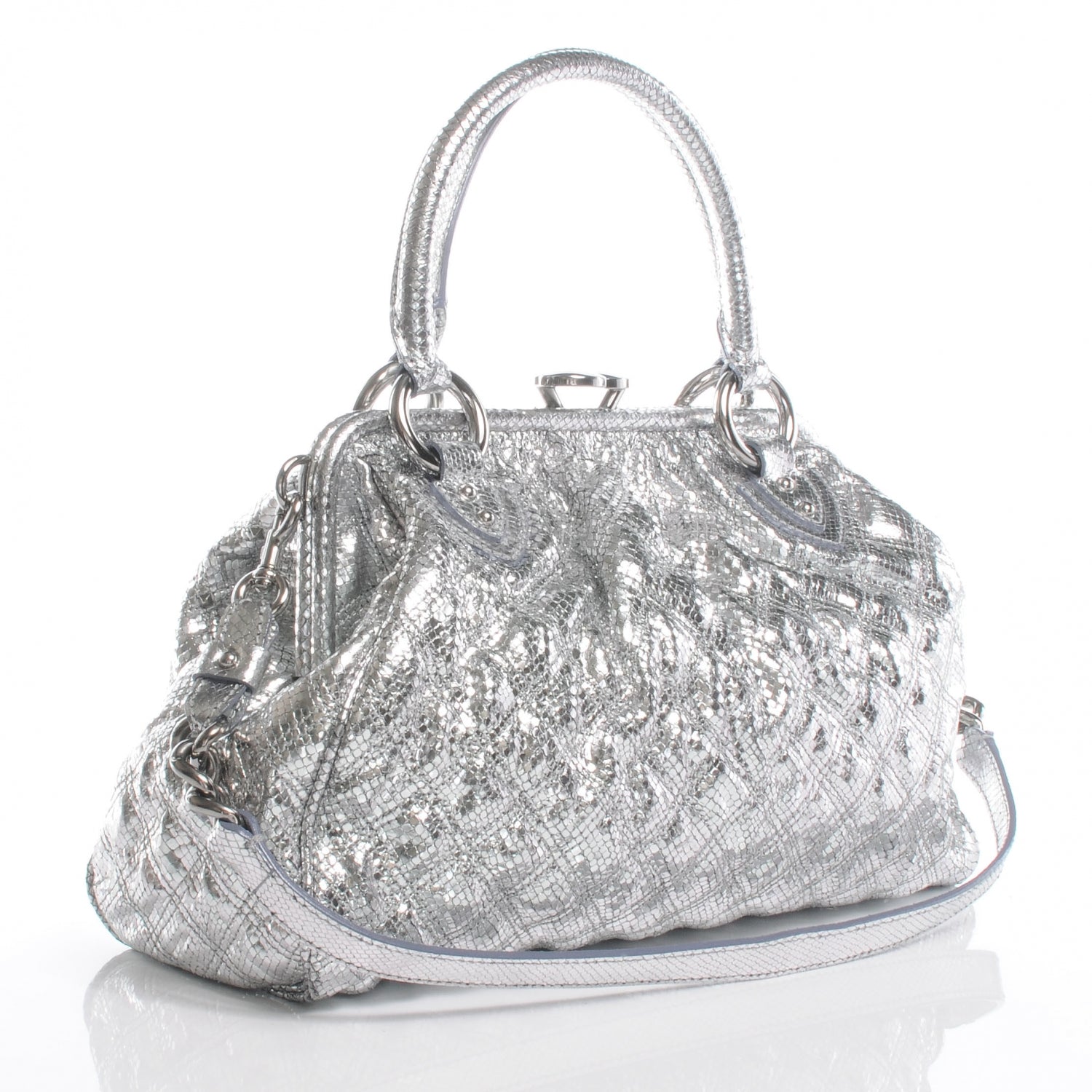 Marc Jacobs Python Embossed Leather Stardust Stam Silver 3 of 7