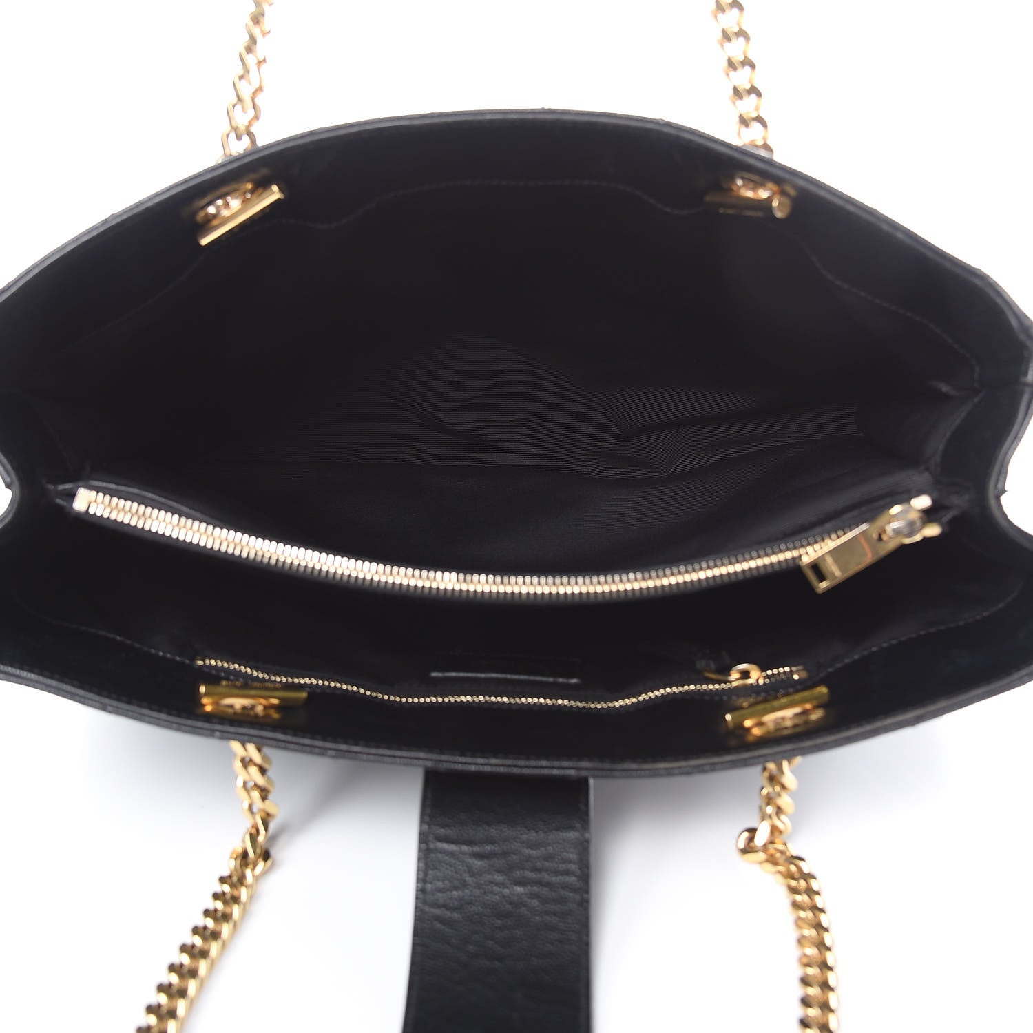 Saint Laurent Grain De Poudre Matelasse Chevron Monogram Shopping Bag Black 5 of 18
