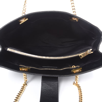 Saint Laurent Grain De Poudre Matelasse Chevron Monogram Shopping Bag Black 5 of 18