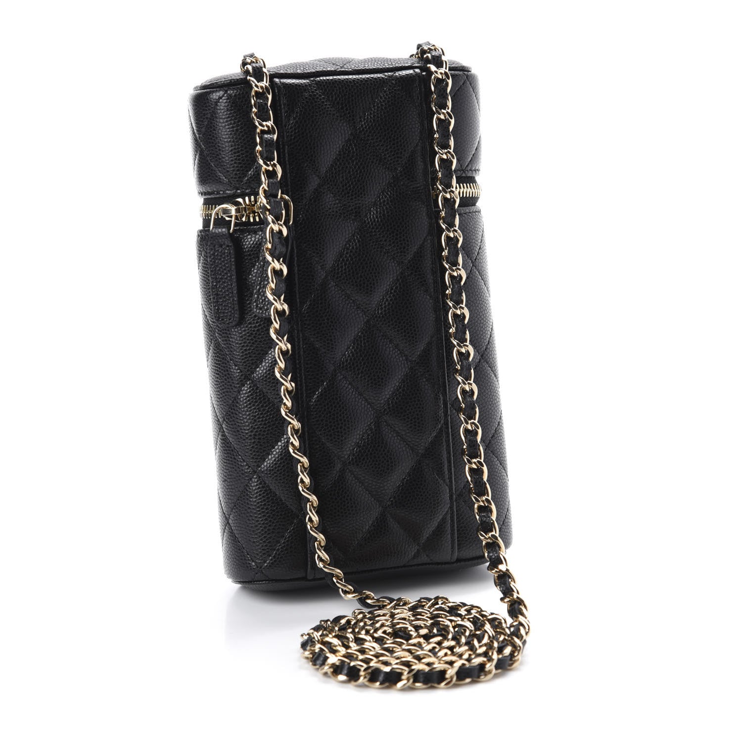 Chanel Caviar Quilted Phone Holder With Chain Black 2 of 10