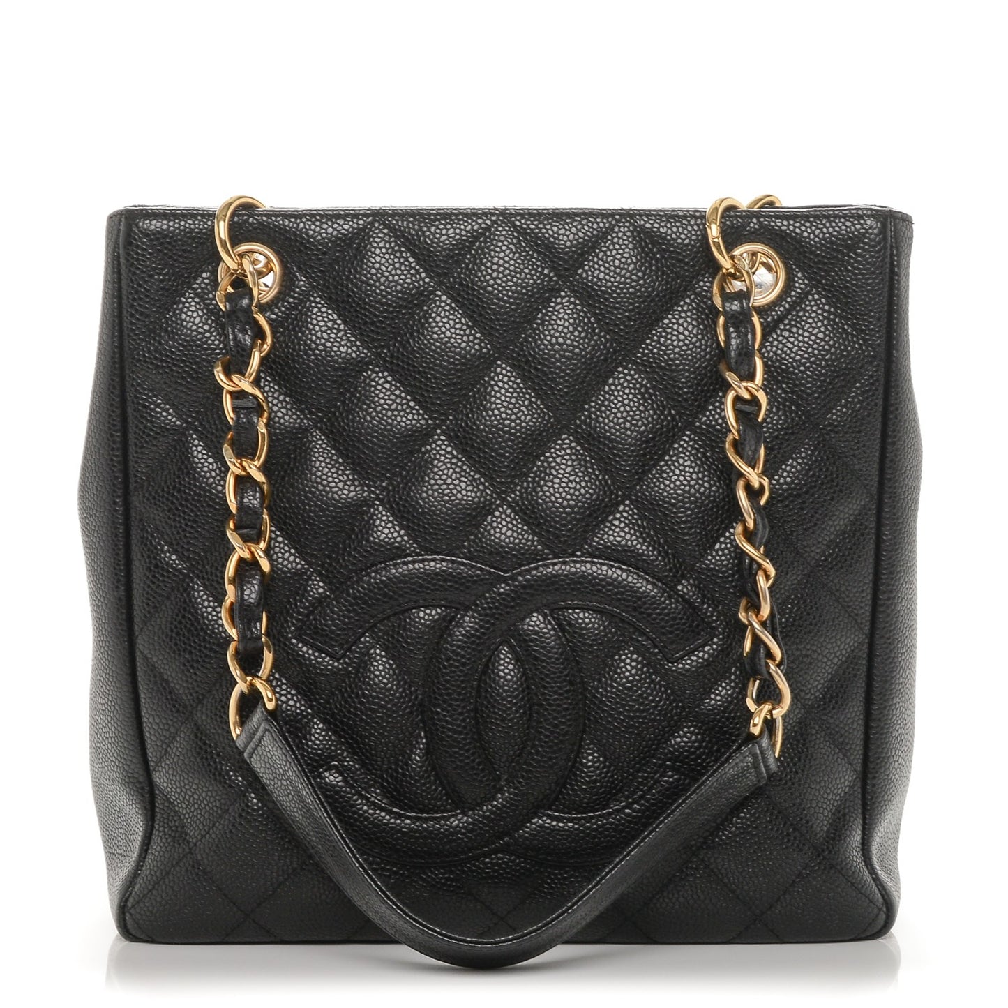 Caviar Quilted Petit Shopping Tote PST Black