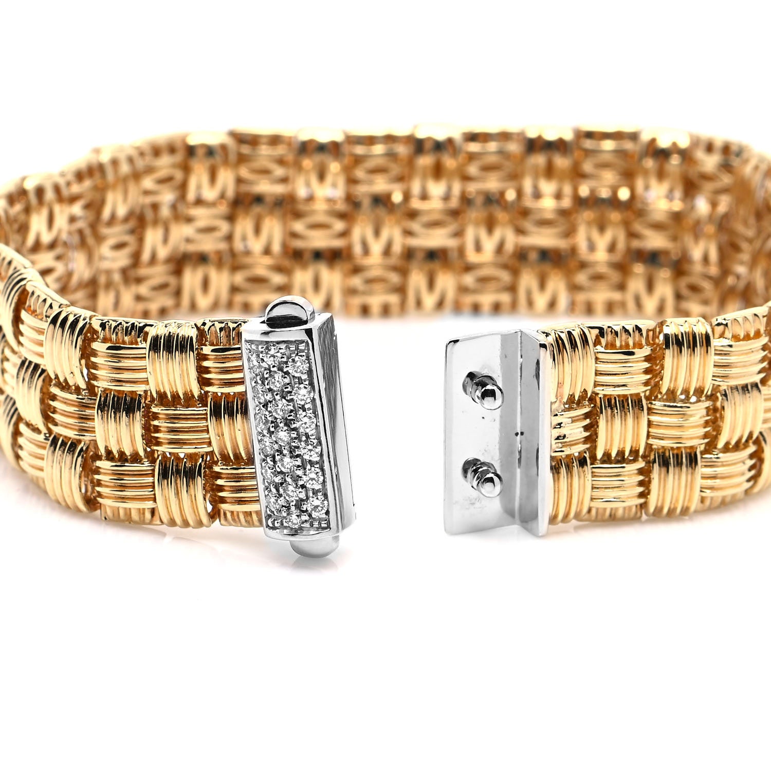 Roberto Coin 18K Yellow White Gold Diamond Appassionata Mesh Bracelet 5 of 5