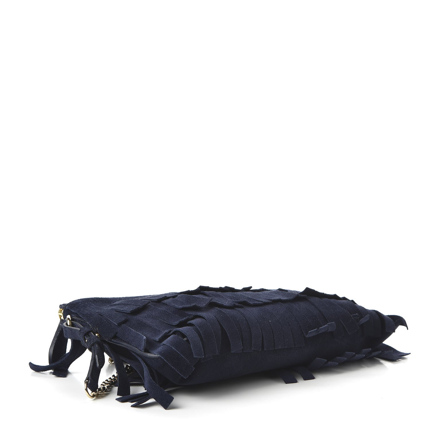 Burberry Suede Fringe Peyton Crossbody Clutch Bag Blue 4 of 9