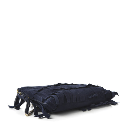 Burberry Suede Fringe Peyton Crossbody Clutch Bag Blue 4 of 9