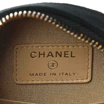 Chanel Velvet Quilted Pearl Crush Round Clutch With Chain Black 5 of 10