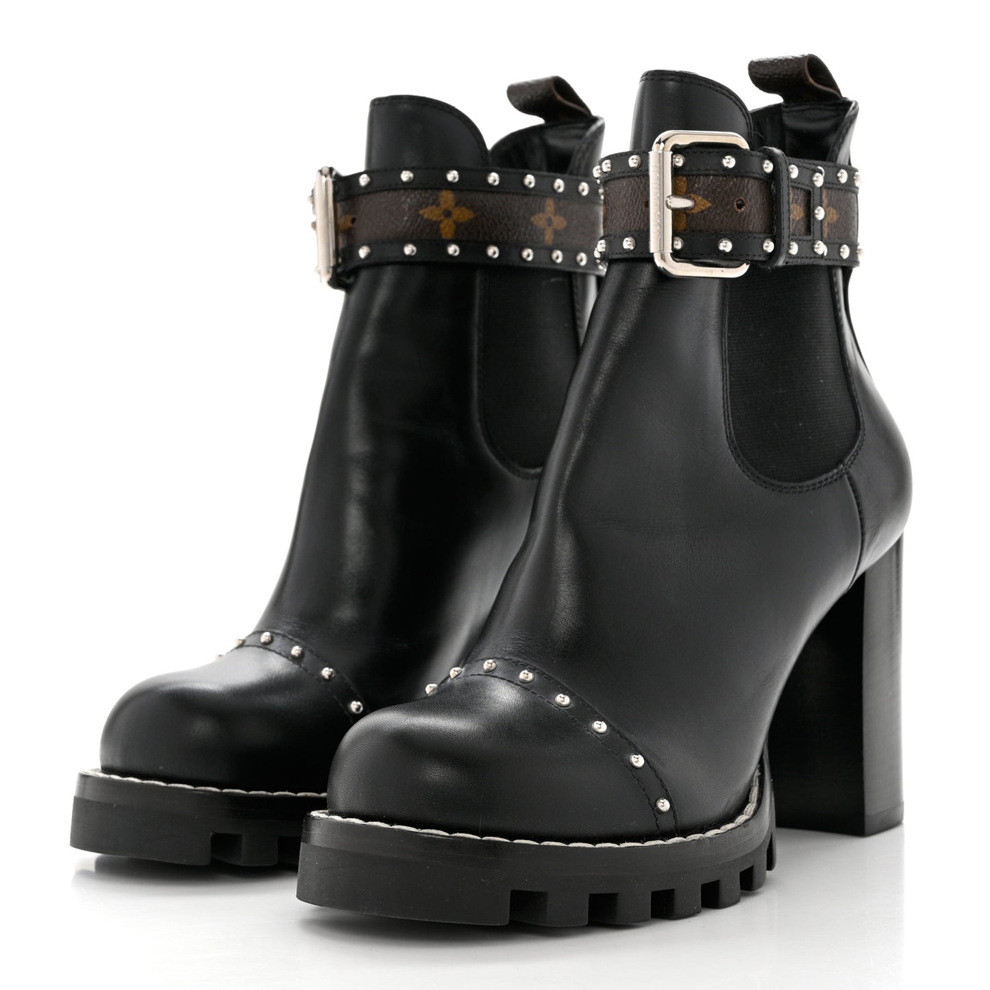 Calfskin Monogram Star Trail Chelsea Ankle Boots 38 Black