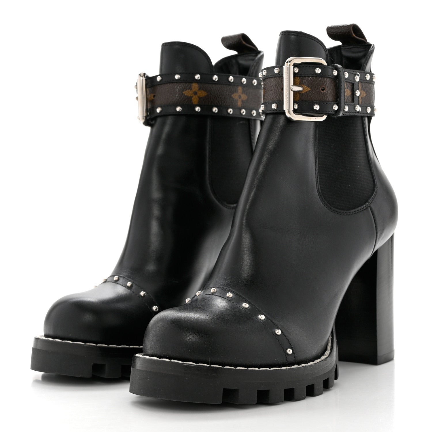 Louis Vuitton Calfskin Monogram Star Trail Chelsea Ankle Boots 38 Black 3 of 7