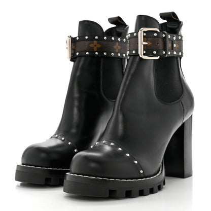 Louis Vuitton Calfskin Monogram Star Trail Chelsea Ankle Boots 38 Black 3 of 7