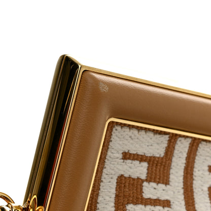Fendi Raffia Chenille Shiny Nappa FF 1974 Small Fendi First Natural White Miele Scuro 11 of 12
