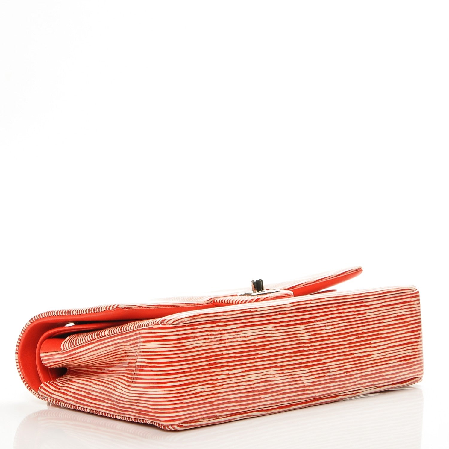 Chanel Patent Calfskin Striped Medium Double Flap Red 4 of 7