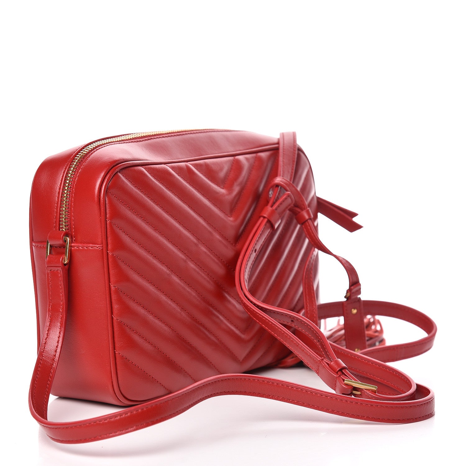 Saint Laurent Calfskin Matelasse Monogram Lou Camera Bag Red 3 of 10
