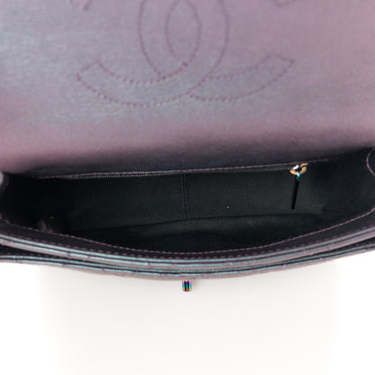 Chanel Iridescent Goatskin Quilted Small Double Carry Waist Chain Flap Purple 5 of 12