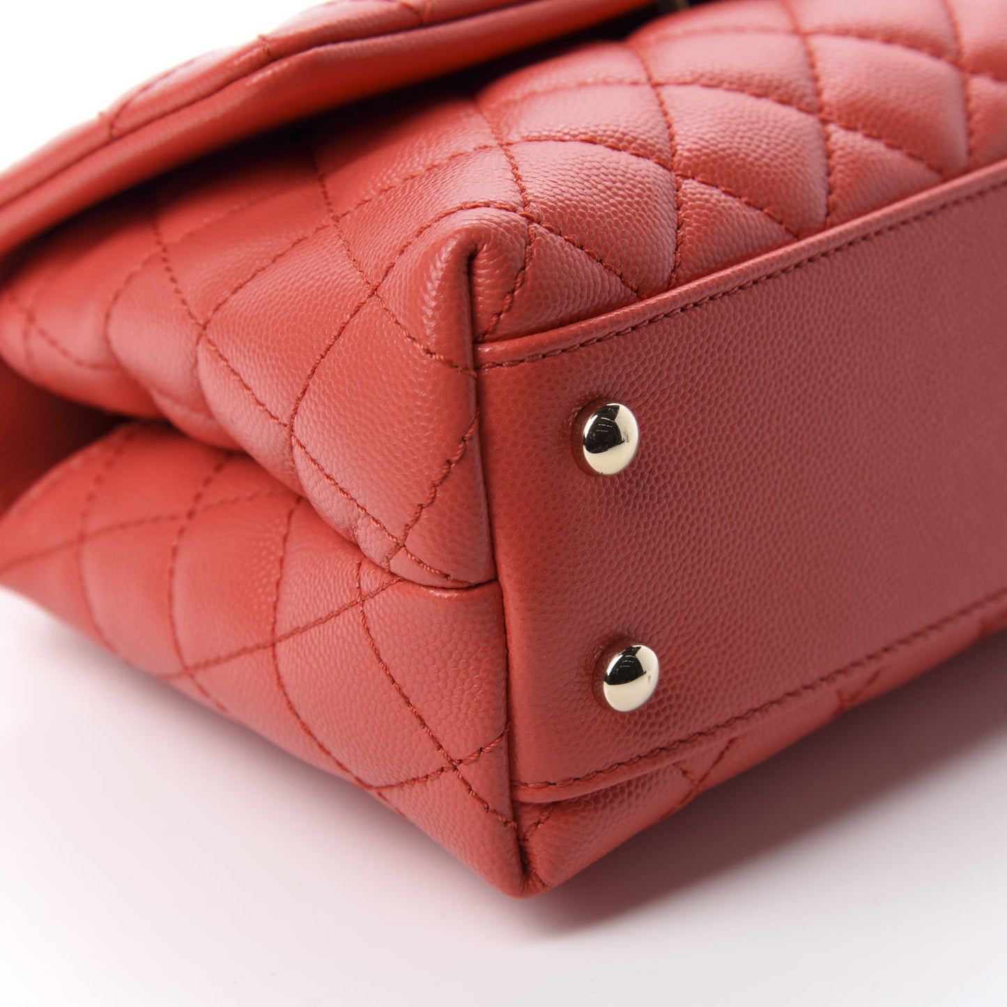 Caviar Quilted Mini Coco Handle Flap Red