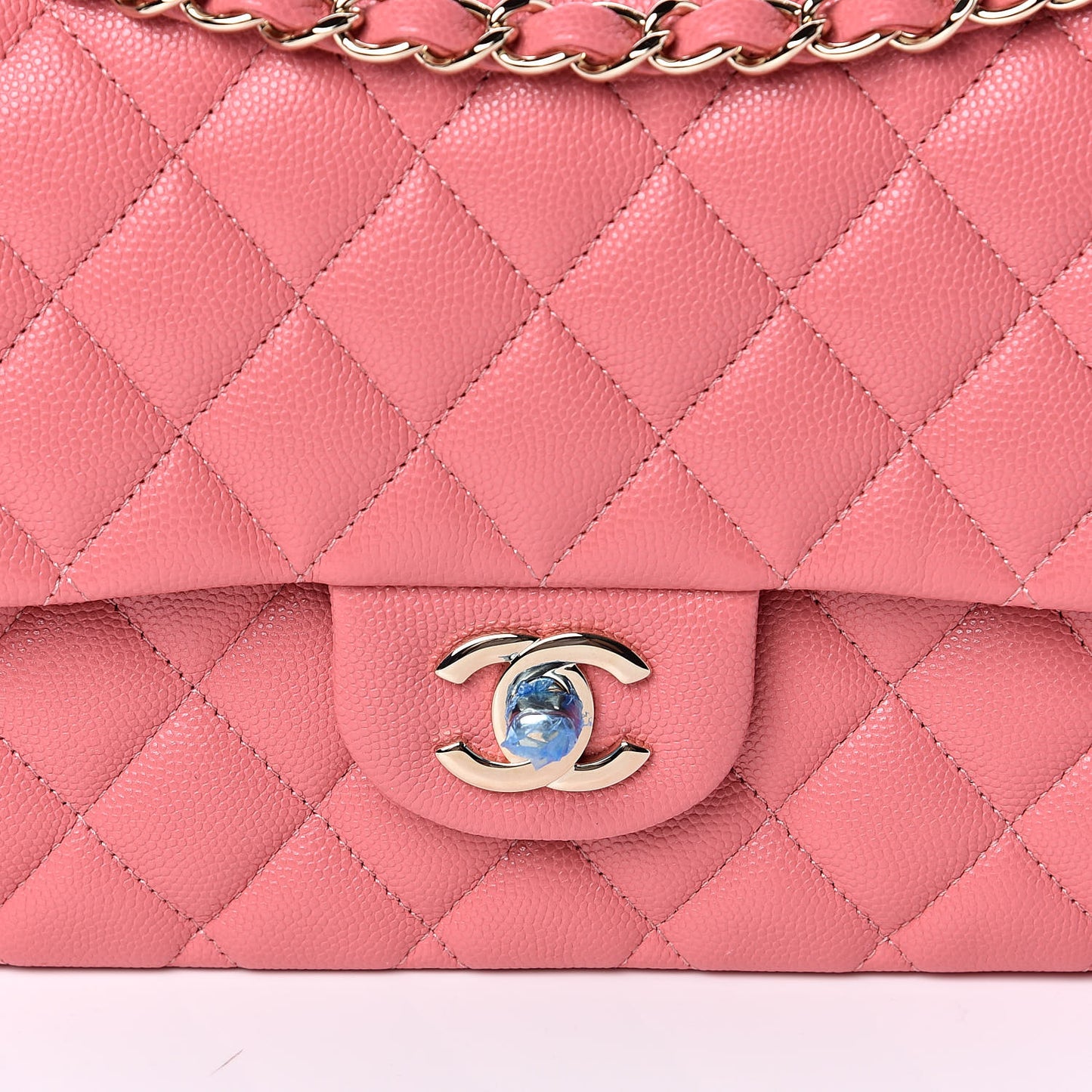 Caviar Quilted Medium Double Flap Pink
