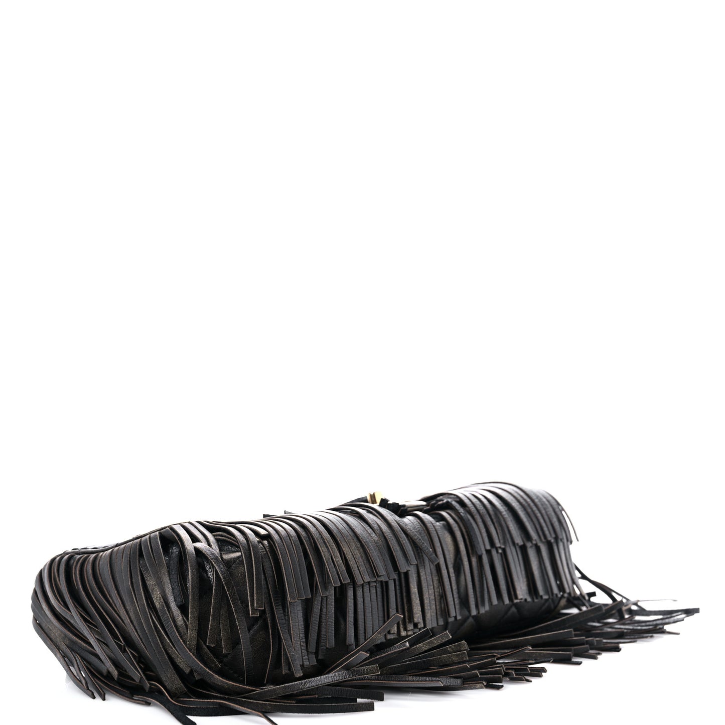 Metallic Calfskin Quilted Large Into The Fringe Flap Black