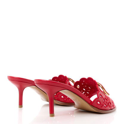 Valentino Garavani Calfskin Atelier 08 San Gallo VLogo Laser Cut 65mm Slide Sandals 37 Red 3 of 8