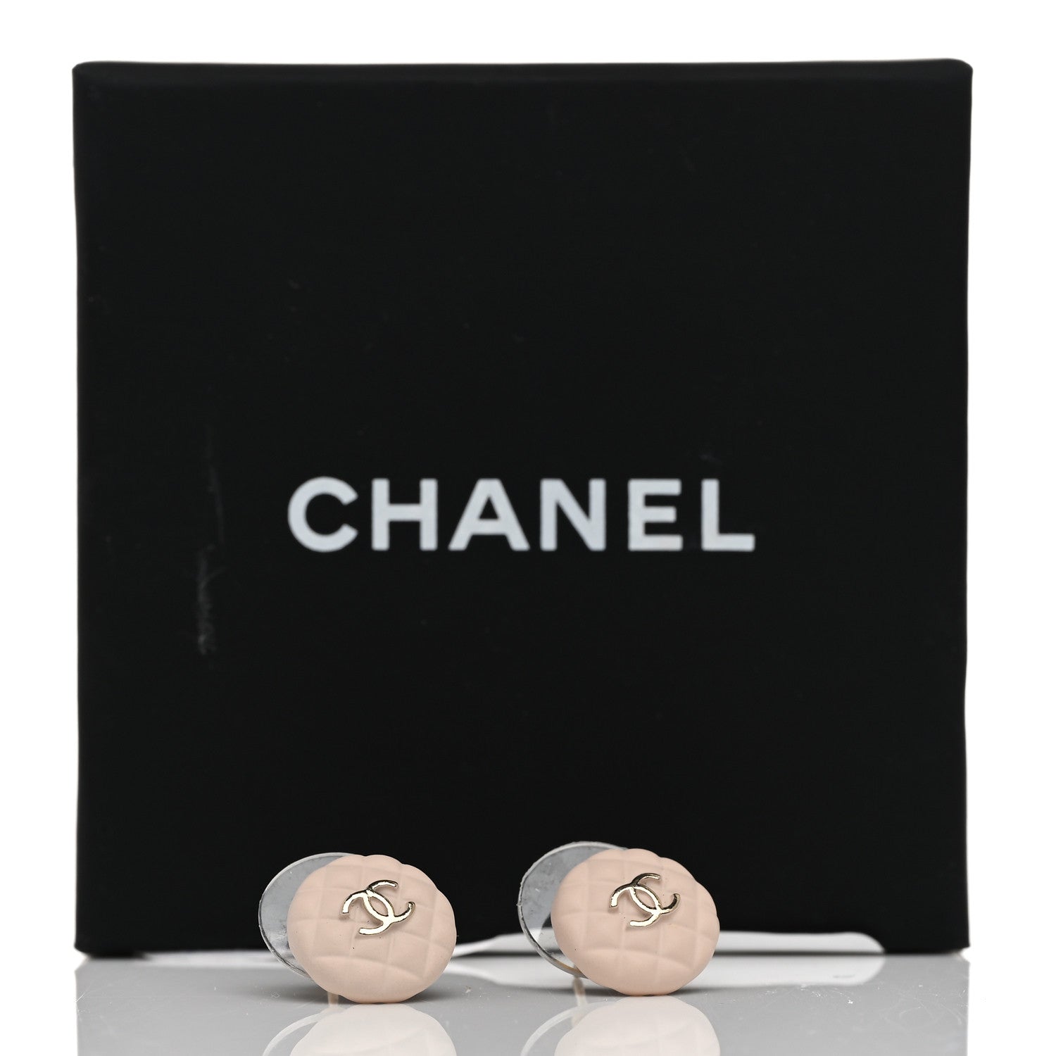 Chanel Enamel Quilted CC Earrings Pink Gold 5 of 5