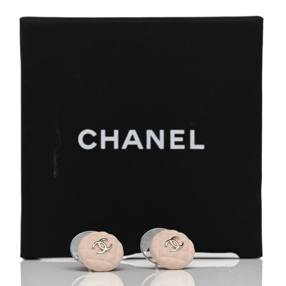 Chanel Enamel Quilted CC Earrings Pink Gold 5 of 5