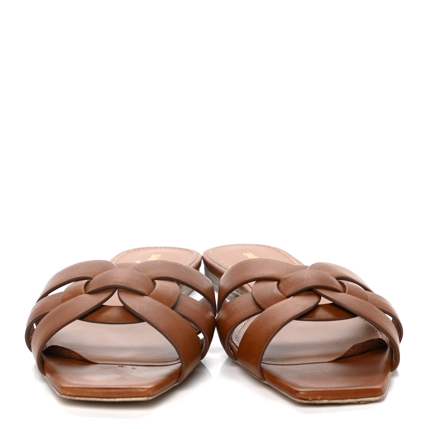 Saint Laurent Calfskin Tribute 05 Slide Sandals 37 Amber 2 of 15