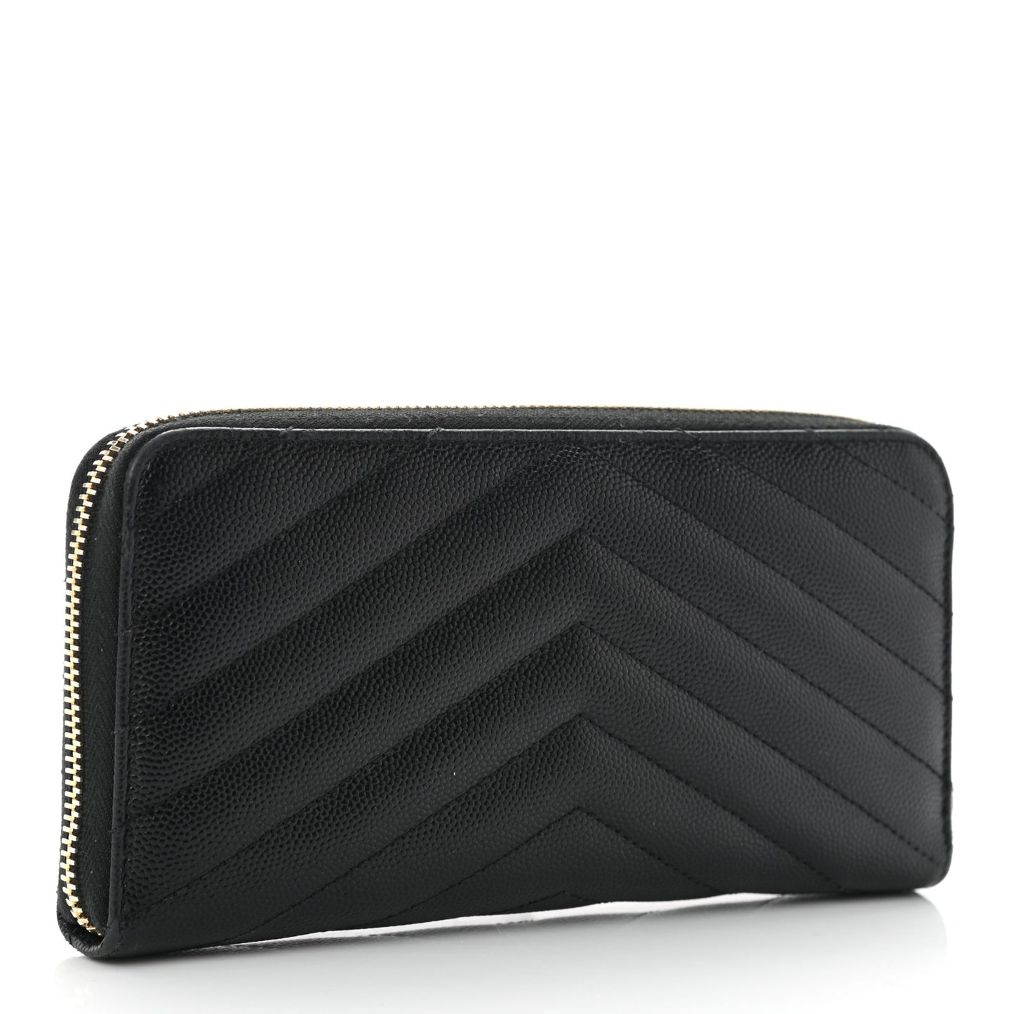 Grain De Poudre Matelasse Chevron Monogram Zip Around Wallet Black