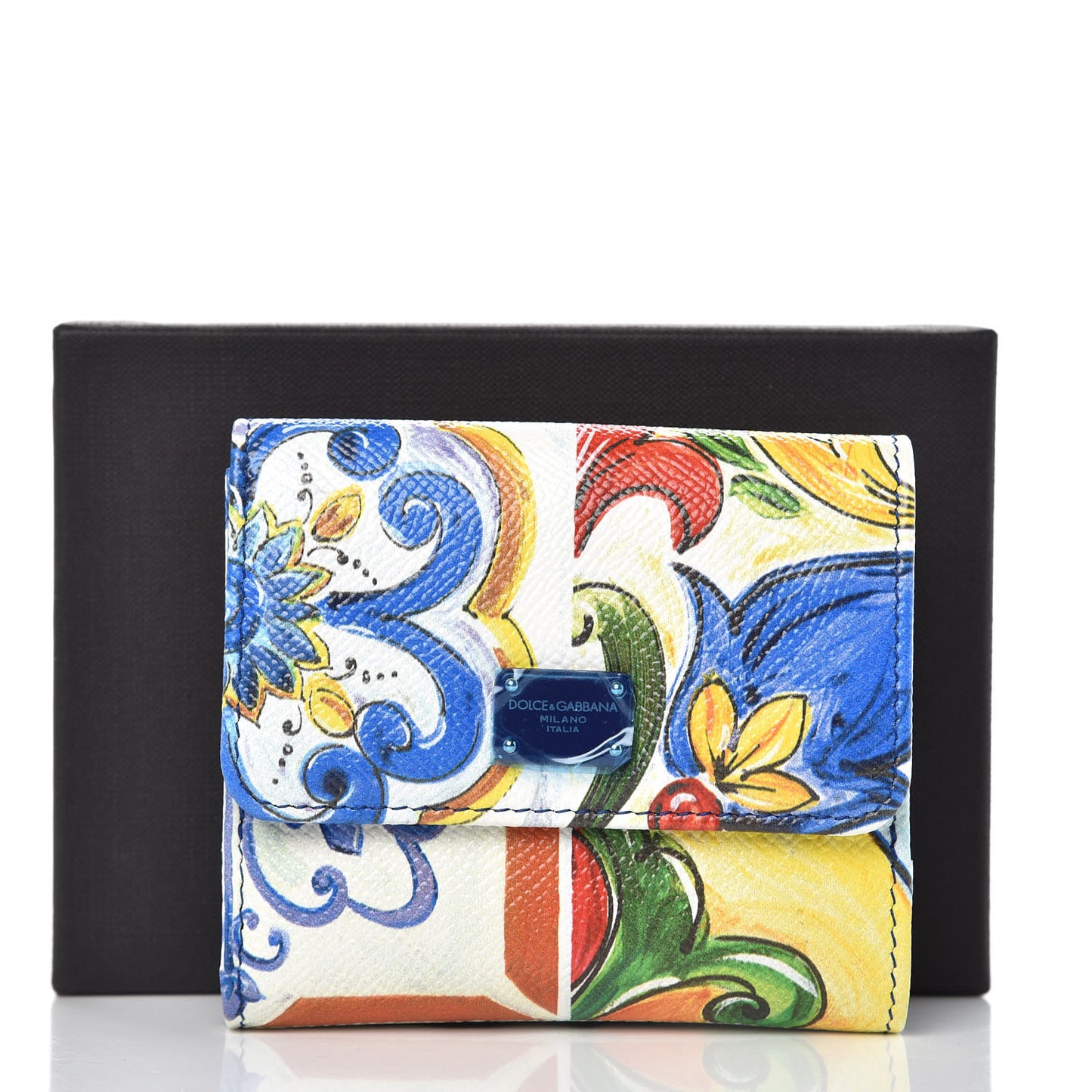 Dauphine Majolica Print French Flap Wallet Multicolor