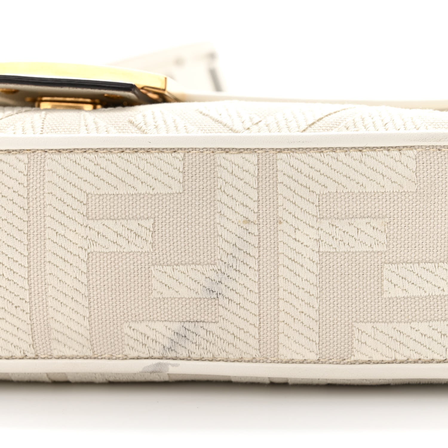 Fendi Canvas Vitello King Extra Strap FF Embroidered Baguette White Ice 11 of 12