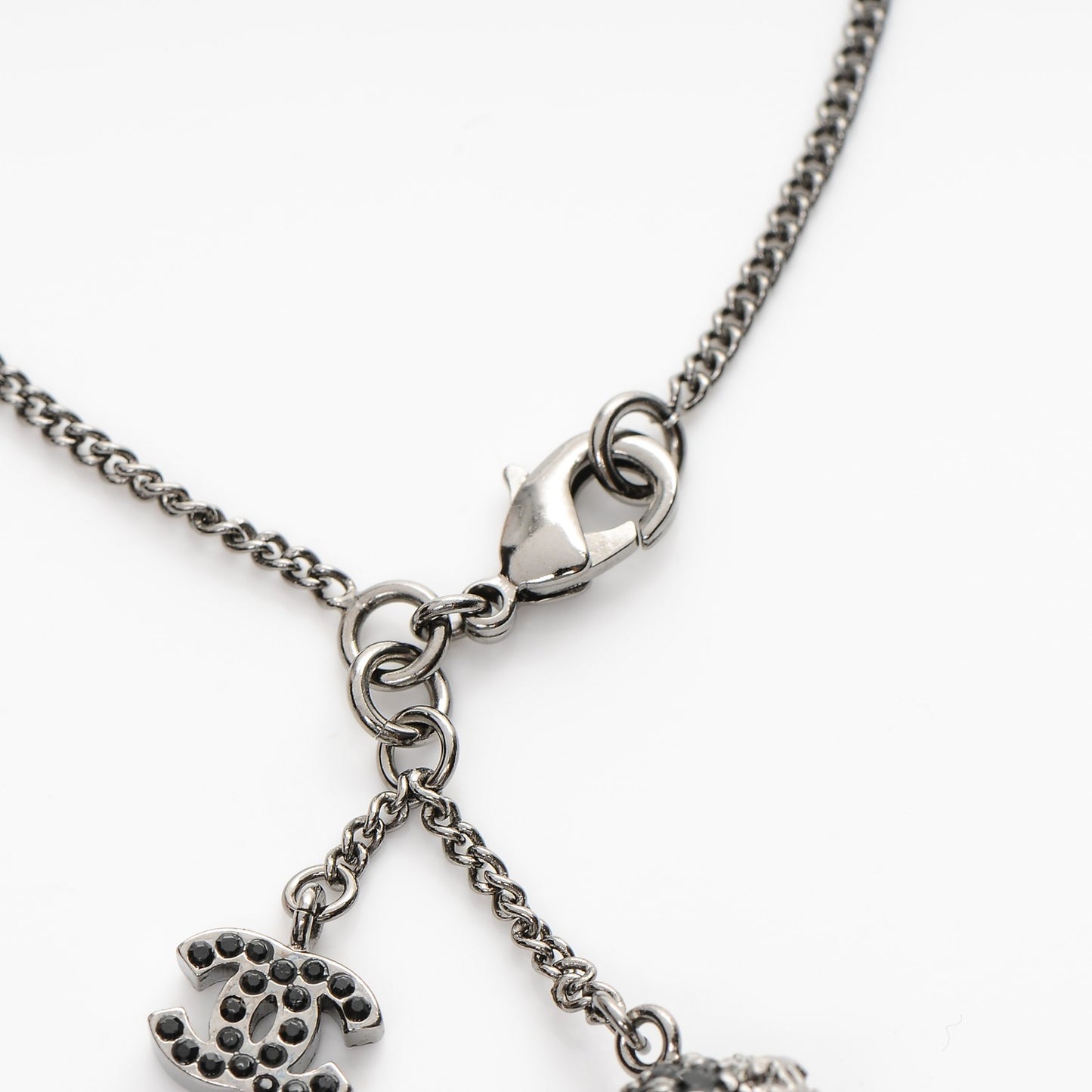 Ruthenium Crystal Ball CC Charm Bracelet Black